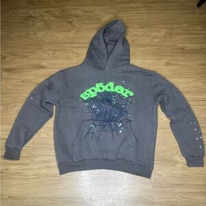 Unbranded Men's Gray Crewneck Hoodie with Neon Green Graphic